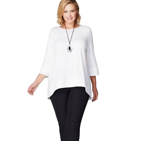 Christian Siriano For J.Jill Mixed-Media Tee Lagonlook White Tunic Size Lp - Picture 4 of 11